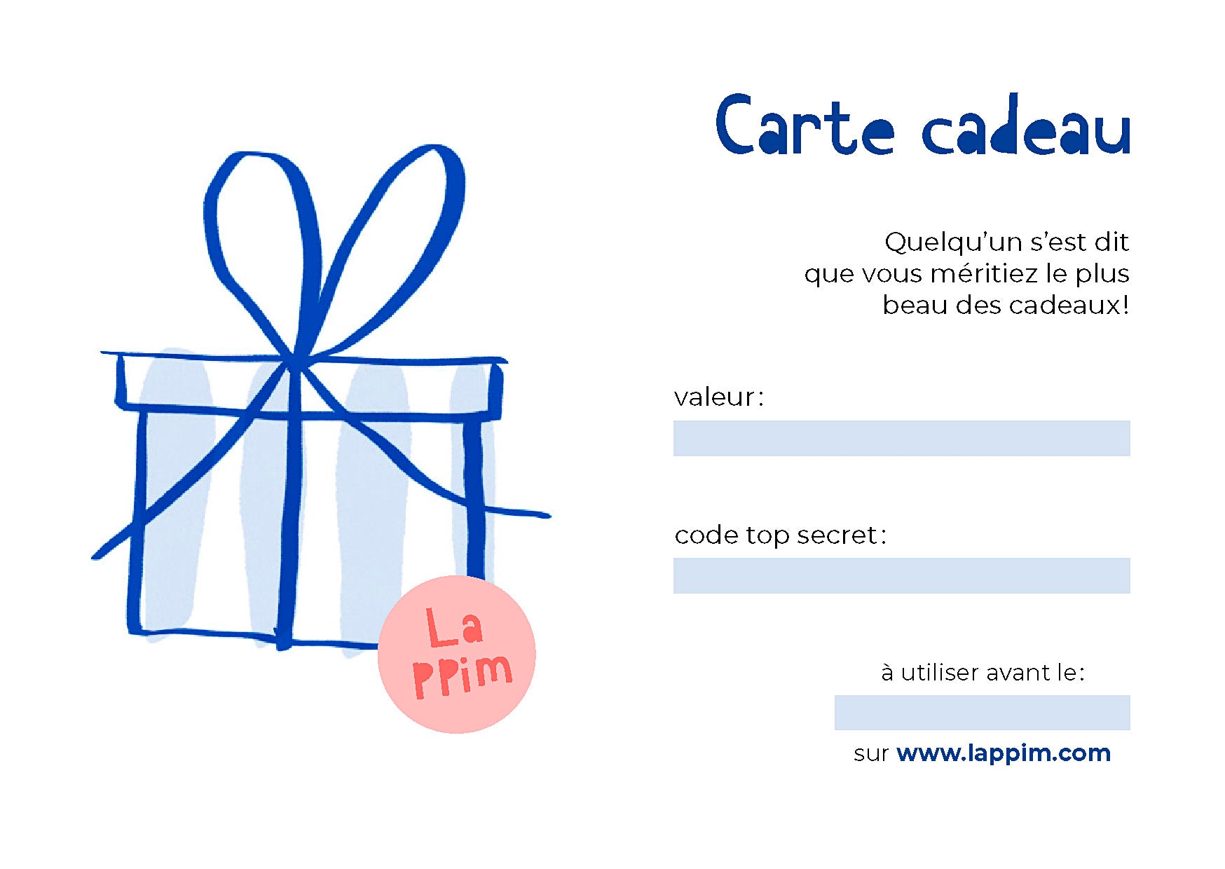 Carte cadeau à La Ppim !